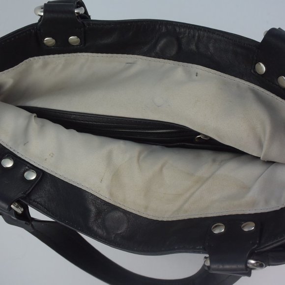 Large Calvin Klein Black Leather Tote Handbag Gently Used VG Condition - Picture 15 of 16